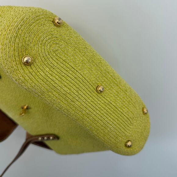 Eric Javits Squishee Raffia Woven Straw Tote Shoulder Bag Green Chartreuse - Picture 10 of 13